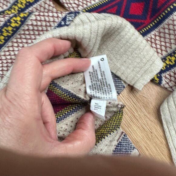 Mossimo Supply Co Cardigan Sweater Women’s Medium 100% Cotton Fair Isle - Picture 4 of 5